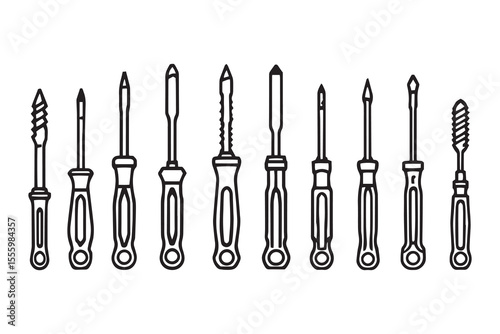 Screwdriver line art and black color