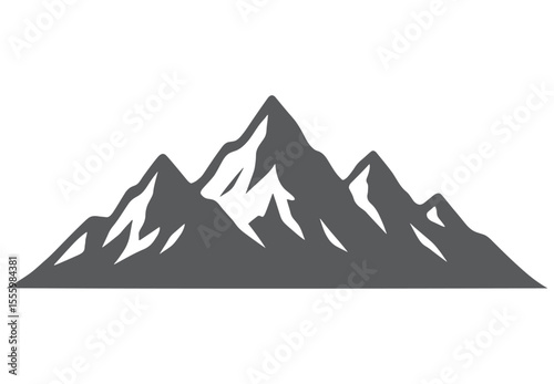 Grey mountain range silhouette with white snow accents