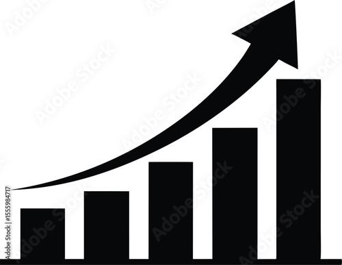 Growth bar chart, Growing graph vector, Business chart with arrow, Profit growing icon illustration