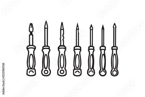 Screwdriver line art and black color