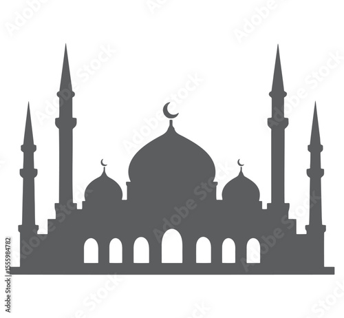Islamic mosque silhouette with domes and minarets architecture 1