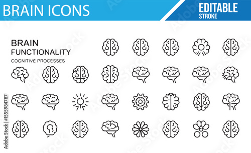 Editable Icons for Intelligence, Brainpower, and Thought