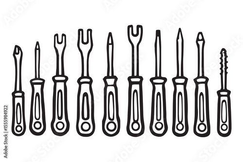 Screwdriver line art and black color