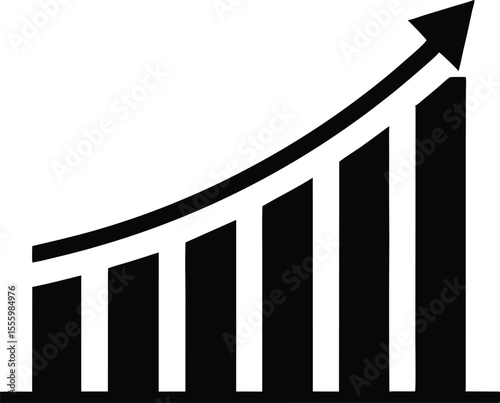 Growth bar chart, Growing graph vector, Business chart with arrow, Profit growing icon illustration