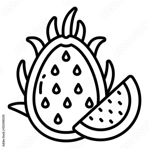 Yummy icon of pitaya fruit, line design