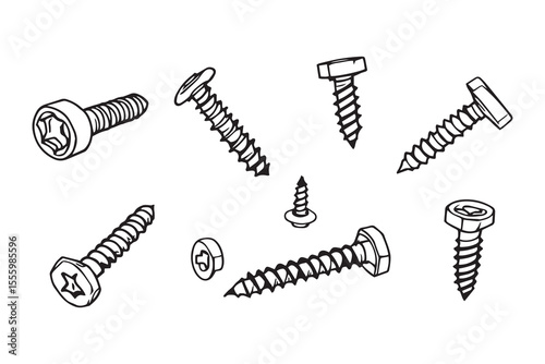 Screws line art and black color