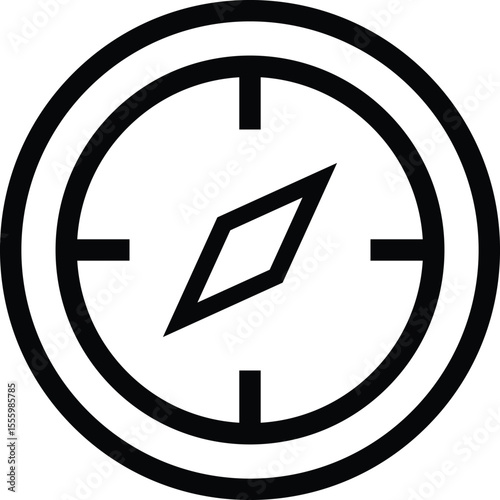 Minimalist black and white outline of a compass rose representing direction and navigation
