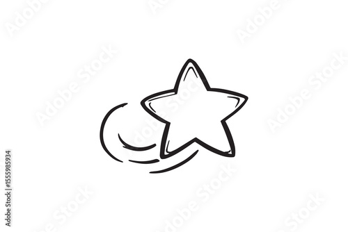 Shooting star with a tail line art and black color
