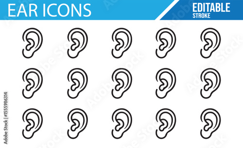 Editable Ear and Hearing Icons for Web and App Design