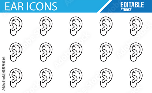 Editable Ear Icon Set for Digital Use