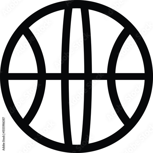 Simple black outline of a basketball on a white background