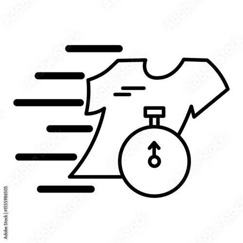Made in UK  Laundry day a closeup of a tshirt and timer ticking away vector icon.