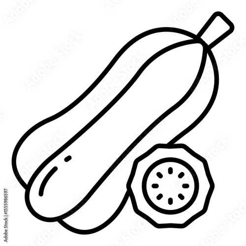 A line design icon of zucchini fruit