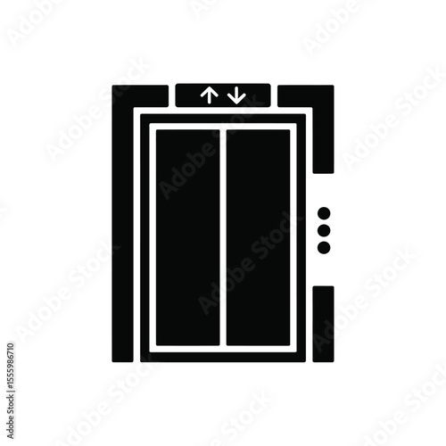 A minimalist black and white Silhouette of an elevator door