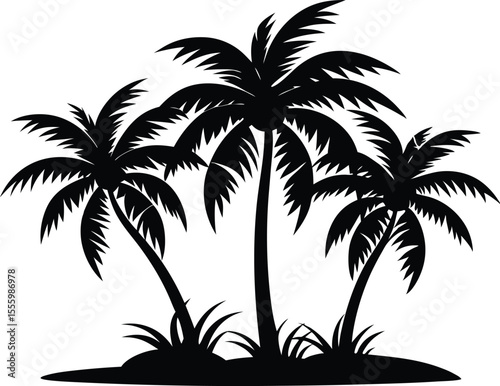 Palm tree Silhouette, set of black silhouettes of a palm tree