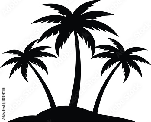 Palm tree Silhouette, set of black silhouettes of a palm tree