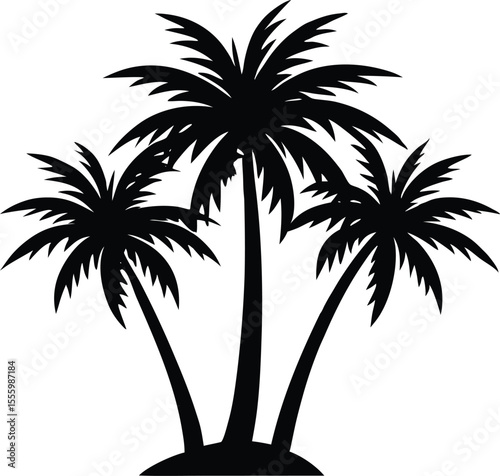 Palm tree Silhouette, set of black silhouettes of a palm tree