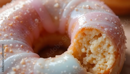 Realistic Donut Texture with Glossy Glaze and Sugar Crystals