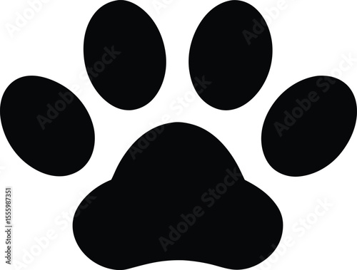 pet paw icon  black silhouette vector