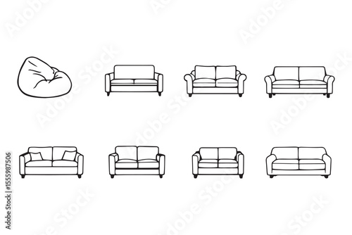Sofa line art and black color