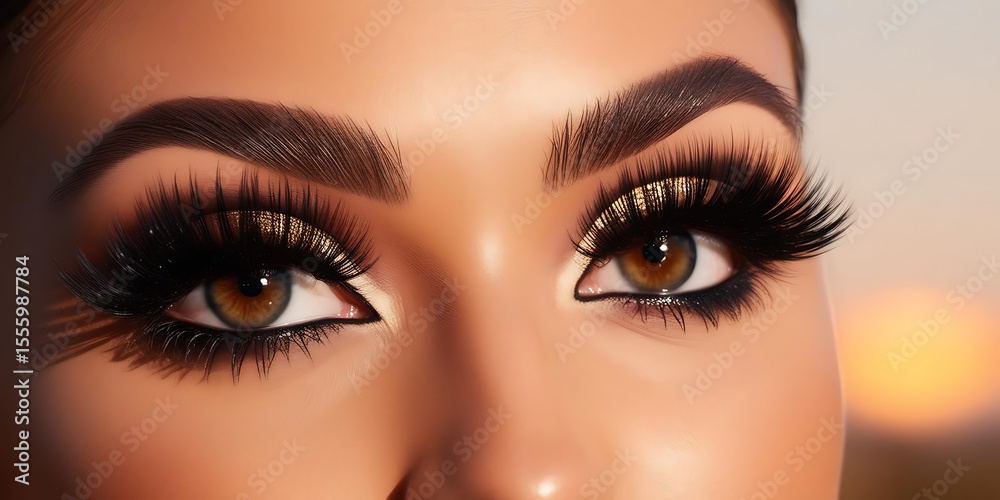 Fototapeta premium Closeup of woman's colorful eye with makeup 