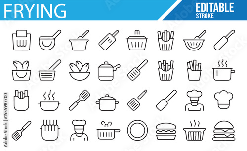 Collection of Kitchen Tools, Frying Pans, and Cooking Icons