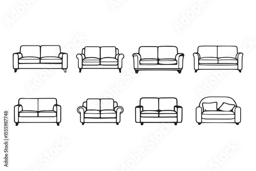 Sofa line art and black color