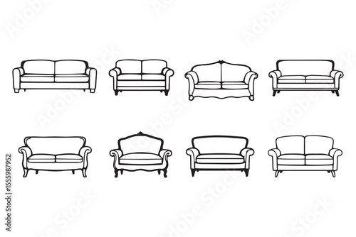 Sofa line art and black color