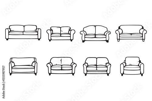 Sofa line art and black color