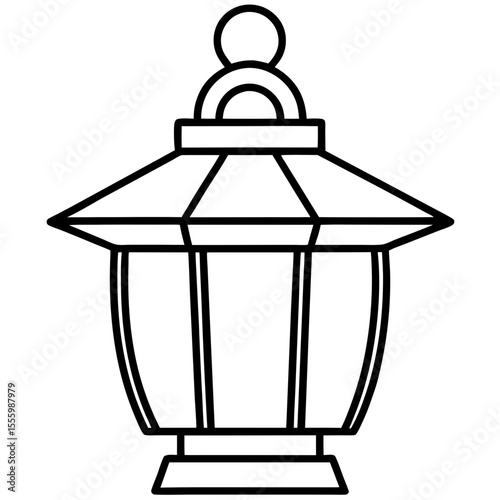 Minimal Red Lantern Outline Design