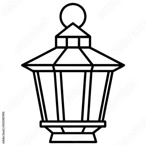 Minimal Red Lantern Outline Design
