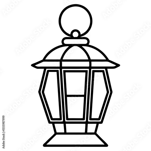 Minimal Red Lantern Outline Design