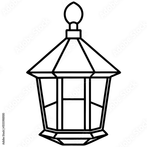 Minimal Red Lantern Outline Design