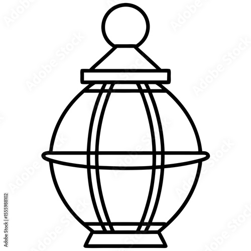 Minimal Red Lantern Outline Design