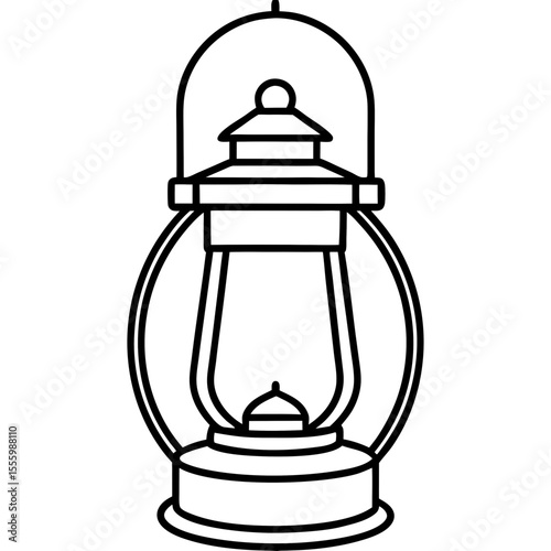 Minimal Red Lantern Outline Design