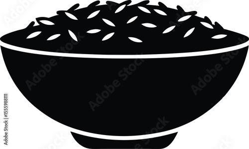 Rice in a bowl icon vector silhouette illustration,Rice bowl icon