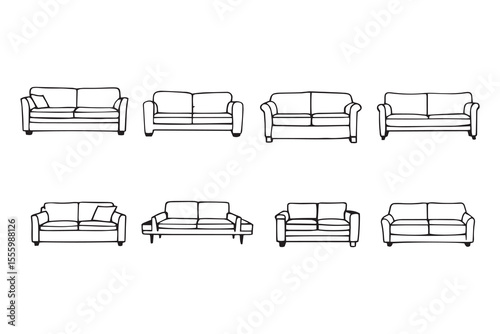 Sofa line art and black color