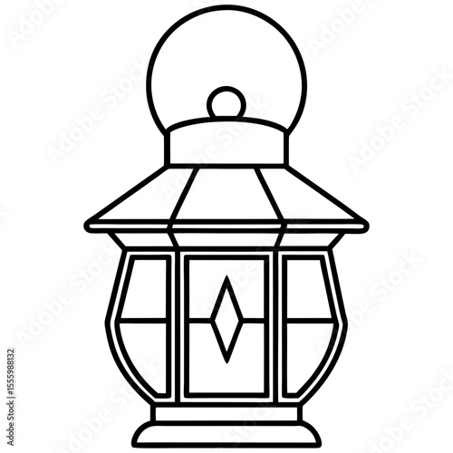 Minimal Red Lantern Outline Design