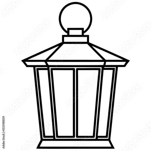 Minimal Red Lantern Outline Design