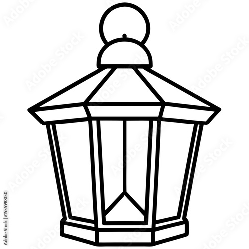 Minimal Red Lantern Outline Design