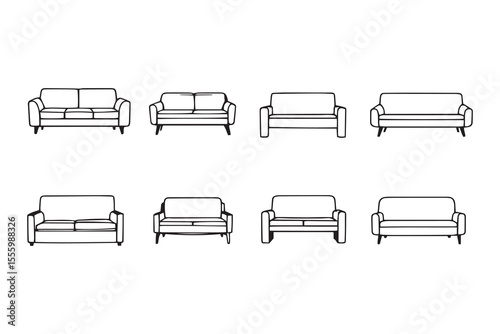 Sofa line art and black color