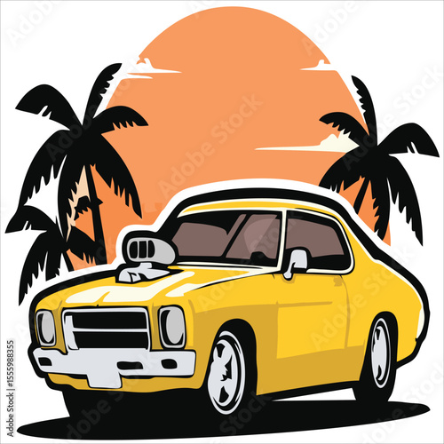American muscle sport car art illustration
