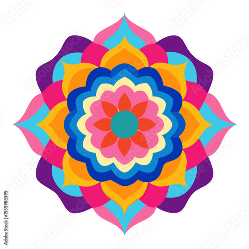 Crystalline Cosmic Mandala in Blue with Sparkling Space Surround