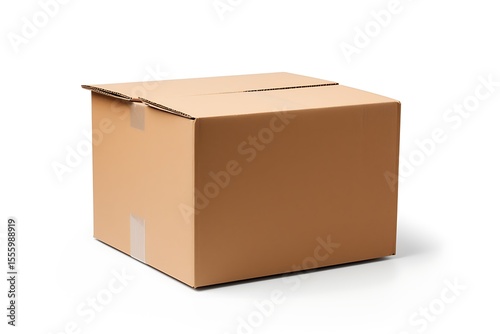 Brown cardboard box isolated on white background. Mock up