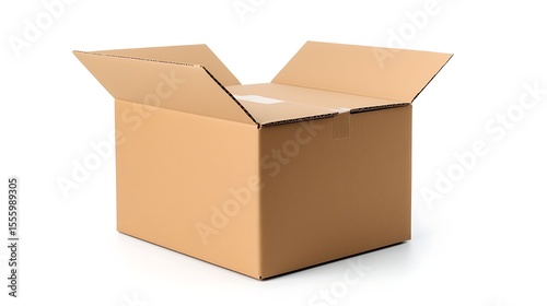 Brown cardboard box isolated on white background. Mock up