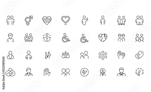 Collection of Icons Representing Empowerment, Compassion, and Equality