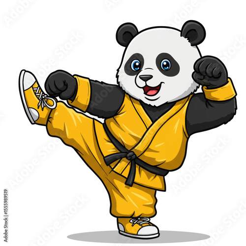 Kung Fu Panda Vector Illustration Cartoon Martial Arts Bear Training