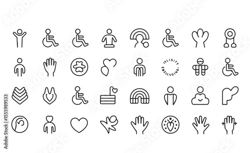 Set of Icons for Gender, Disability, and Support for Digital Use