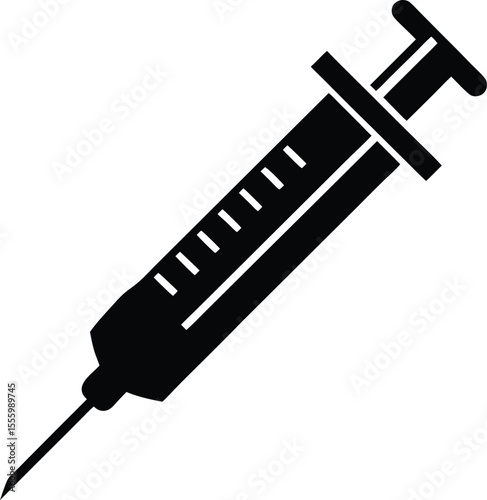 Syringe injection icon vector, medical syringe silhouette