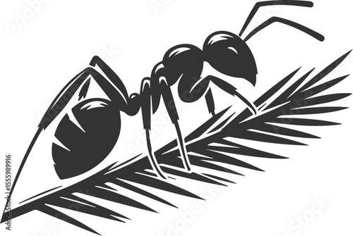 Vector ant silhouette black illustration drawing